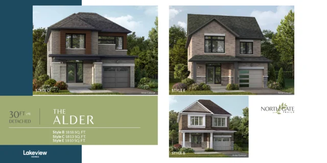 30′ detached homes elevations at Northgate Trails in north Ajax