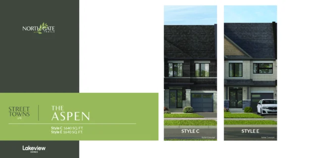 Traditional street towns elevations at Northgate Trails in north Ajax