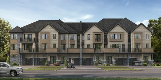 Back-to-back freehold townhomes rendering at Northgate Trails in north Ajax