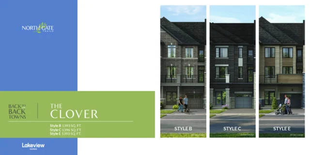 Back-to-back towns elevations at Northgate Trails in north Ajax