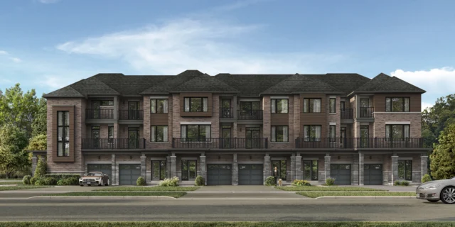 Dual frontage townhomes rendering at Northgate Trails in north Ajax