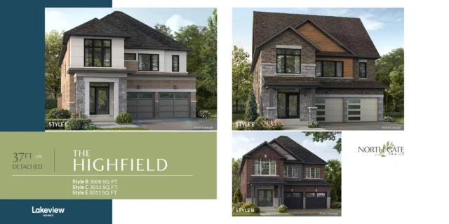37′ detached homes elevations at Northgate Trails in north Ajax