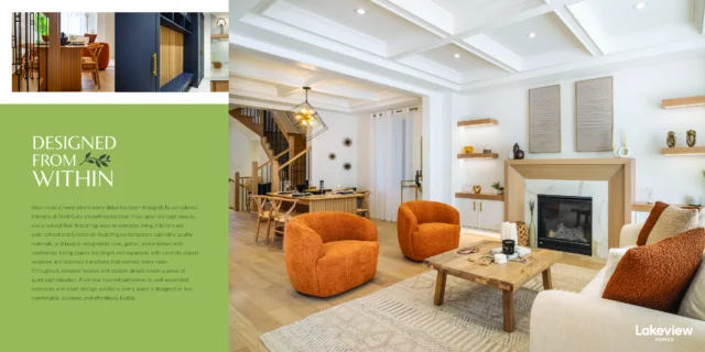 Interior living room and kitchen design at Northgate Trails by Lakeview Homes, Ajax